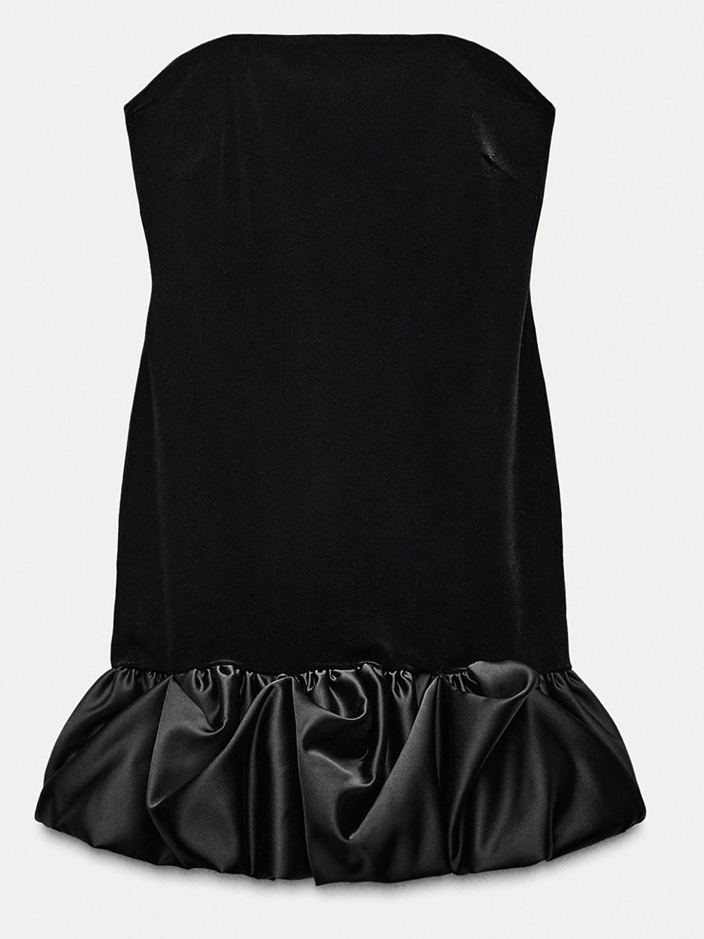 Zara Black Strapless Mini Dress with Ruffle Hem